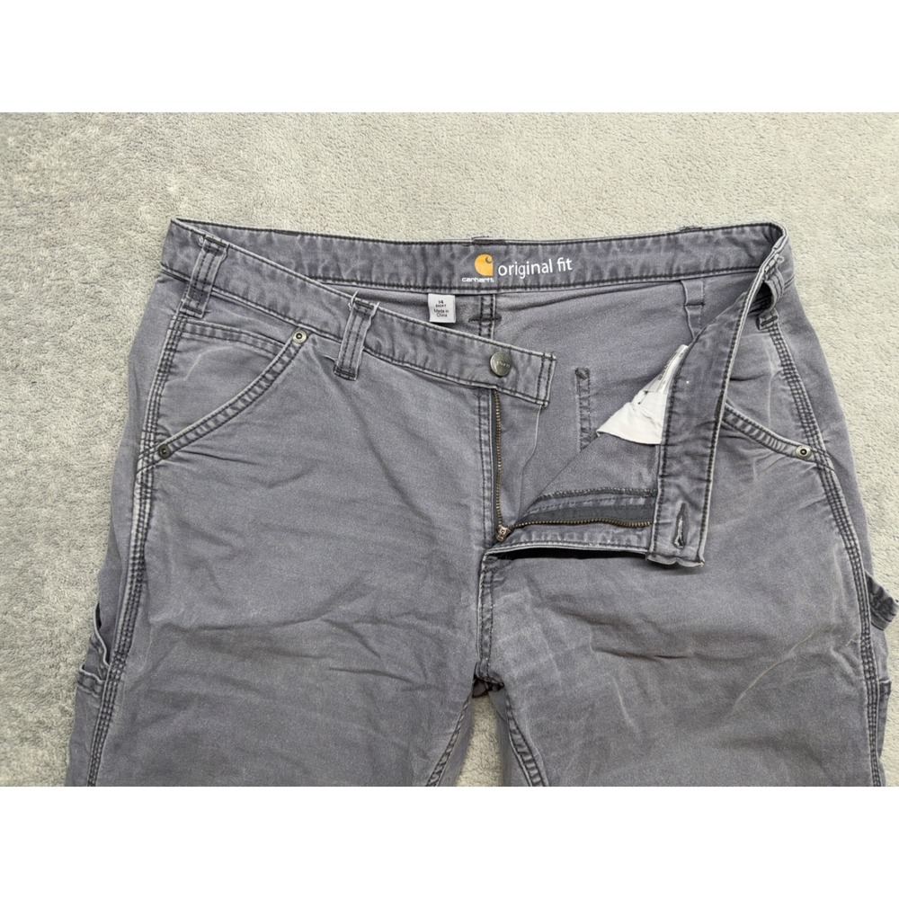 Carhartt Original Fit Carpenter Pants Gray Canvas Utility Work Women 14 Short - Picture 6 of 7